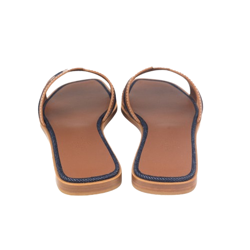 HERMES Oran Sandals "Bleu Brut and Gold"