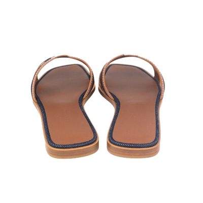 HERMES Oran Sandals "Bleu Brut and Gold"